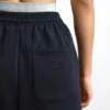 Pantaloni da jogging in felpa di cotone a vita media in nero Pantaloni da jogging in felpa di cotone a vita media in nero