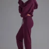 Pantaloni da jogging in jersey di cotone morbido a vita media e vestibilità comoda, colore Grape Pantaloni da jogging in jersey di cotone morbido a vita media e vestibilità comoda, colore Grape