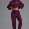 Pantaloni da jogging in jersey di cotone morbido a vita media e vestibilità comoda, colore Grape Pantaloni da jogging in jersey di cotone morbido a vita media e vestibilità comoda, colore Grape