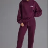 Pantaloni da jogging in jersey di cotone morbido a vita media e vestibilità comoda, colore Grape Pantaloni da jogging in jersey di cotone morbido a vita media e vestibilità comoda, colore Grape