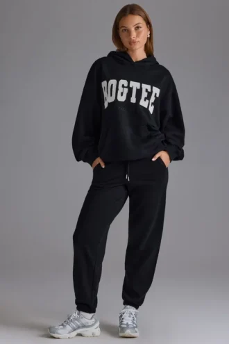 Pantaloni da jogging in jersey di cotone morbido a vita media in nero