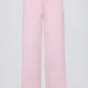 Pantaloni da jogging in maglia a vita media e gamba larga in rosa tenue Pantaloni da jogging in maglia a vita media e gamba larga in rosa tenue