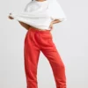 Pantaloni da jogging oversize in jersey spazzolato, colore rosso Pantaloni da jogging oversize in jersey spazzolato, colore rosso