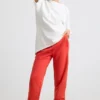Pantaloni da jogging oversize in jersey spazzolato, colore rosso Pantaloni da jogging oversize in jersey spazzolato, colore rosso