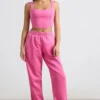 Pantaloni da jogging oversize in jersey spazzolato rosa shocking