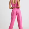 Pantaloni da jogging oversize in jersey spazzolato rosa shocking