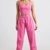 Pantaloni da jogging oversize in jersey spazzolato rosa shocking