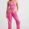 Pantaloni da jogging oversize in jersey spazzolato rosa shocking