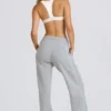 Pantaloni jogger a vita media e gamba dritta in grigio melange