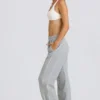 Pantaloni jogger a vita media e gamba dritta in grigio melange
