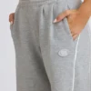 Pantaloni jogger a vita media e gamba dritta in grigio melange
