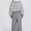 Pantaloni jogger in maglia a vita media e gamba larga in grigio Pantaloni jogger in maglia a vita media e gamba larga in grigio