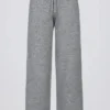 Pantaloni jogger in maglia a vita media e gamba larga in grigio Pantaloni jogger in maglia a vita media e gamba larga in grigio