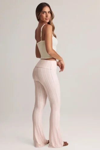 Pantaloni svasati a vita media con risvolto in modal Bebe con stampa a righe