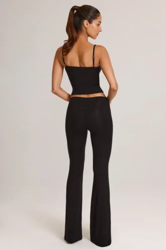 Pantaloni svasati a vita media in Modal Patsy, colore nero