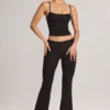 Pantaloni svasati a vita media in Modal Patsy, colore nero Pantaloni svasati a vita media in Modal Patsy, colore nero