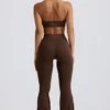 Pantaloni svasati con ruches in jersey spazzolato in Pecan Marl Pantaloni svasati con ruches in jersey spazzolato in Pecan Marl