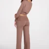 Pantaloni Thea in Modal a vita bassa e gamba dritta in color moka Pantaloni Thea in Modal a vita bassa e gamba dritta in color moka
