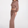 Pantaloni Thea in Modal a vita bassa e gamba dritta in color moka Pantaloni Thea in Modal a vita bassa e gamba dritta in color moka