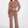 Pantaloni Thea in Modal a vita bassa e gamba dritta in color moka Pantaloni Thea in Modal a vita bassa e gamba dritta in color moka
