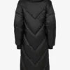 Parka lungo impermeabile con cappuccio in nero Parka lungo impermeabile con cappuccio in nero