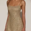 Philomena Abito corto aderente con scollo morbido e schiena scoperta, decorato, in oro Philomena Abito corto aderente con scollo morbido e schiena scoperta, decorato, in oro