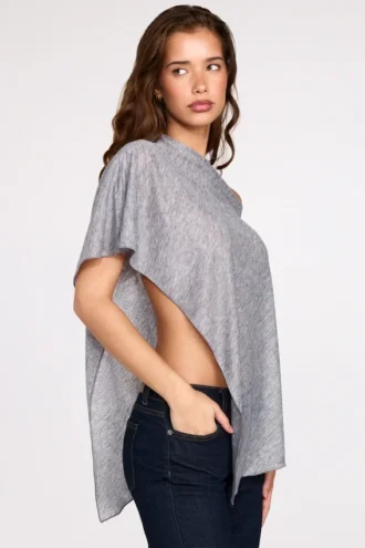 Poncho in jersey trasparente Ghalia in grigio
