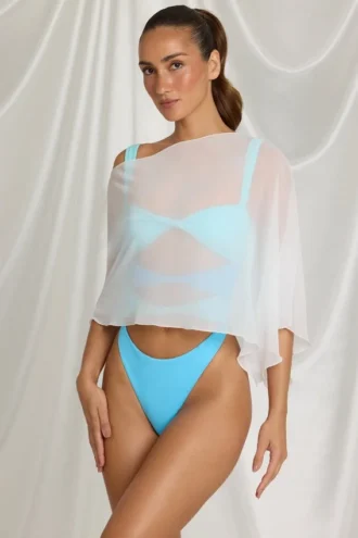 Poncho trasparente Zarayah in bianco