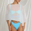 Poncho trasparente Zarayah in bianco
