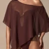 Poncho trasparente Zarayah in marrone espresso
