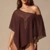 Poncho trasparente Zarayah in marrone espresso
