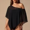 Poncho trasparente Zarayah in nero