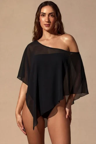 Poncho trasparente Zarayah in nero