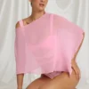 Poncho trasparente Zarayah in rosa zucchero filato