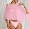 Poncho trasparente Zarayah in rosa zucchero filato