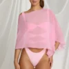 Poncho trasparente Zarayah in rosa zucchero filato