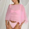 Poncho trasparente Zarayah in rosa zucchero filato