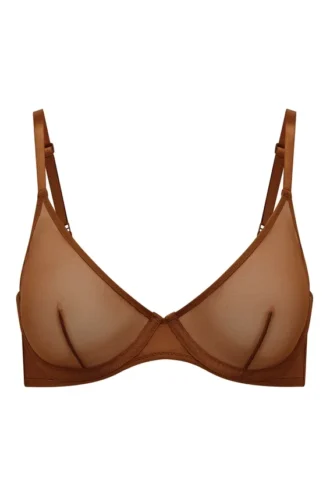 Reggiseno a balconcino a strato singolo in morbida rete Intimates color castagna
