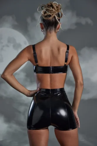 Reggiseno a coppa curva in vinile Enchant Me in nero