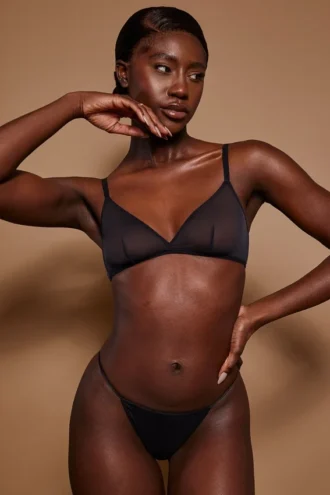 Bikini a perizoma in morbida rete Intimates, nero