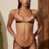 Reggiseno bikini a pannelli Caleta in oro bronzo