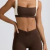 Reggiseno sportivo a contrasto in melange color noce Reggiseno sportivo a contrasto in melange color noce