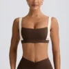 Reggiseno sportivo a contrasto in melange color noce Reggiseno sportivo a contrasto in melange color noce