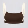 Reggiseno sportivo a contrasto in melange color noce Reggiseno sportivo a contrasto in melange color noce