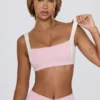 Reggiseno sportivo a contrasto in rosa pallido melange Reggiseno sportivo a contrasto in rosa pallido melange