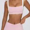 Reggiseno sportivo a contrasto in rosa pallido melange Reggiseno sportivo a contrasto in rosa pallido melange