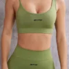 Reggiseno sportivo asimmetrico in verde oliva Reggiseno sportivo asimmetrico in verde oliva