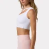 Reggiseno sportivo asimmetrico senza cuciture in morbida maglia a costine, bianco Reggiseno sportivo asimmetrico senza cuciture in morbida maglia a costine, bianco