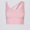 Reggiseno sportivo asimmetrico senza cuciture in morbida maglia a costine, colore rosa cipria Reggiseno sportivo asimmetrico senza cuciture in morbida maglia a costine, colore rosa cipria