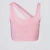 Reggiseno sportivo asimmetrico senza cuciture in morbida maglia a costine, colore rosa cipria Reggiseno sportivo asimmetrico senza cuciture in morbida maglia a costine, colore rosa cipria